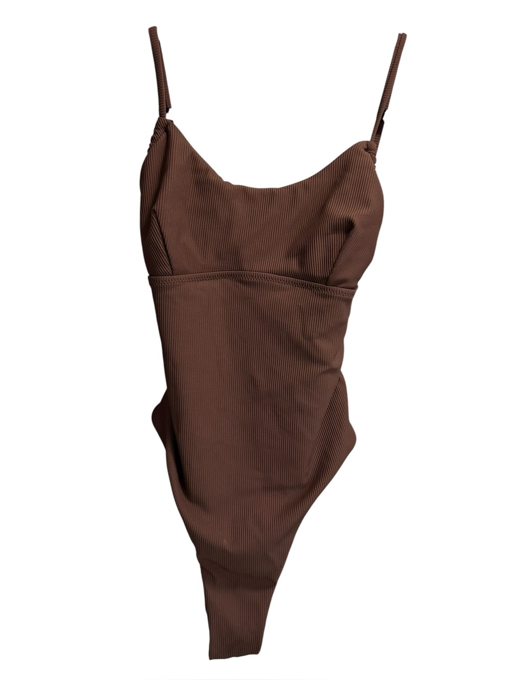 Berlock Coffee Ribbed Cross Back One-Piece Swimsuit - Picture 5 of 8